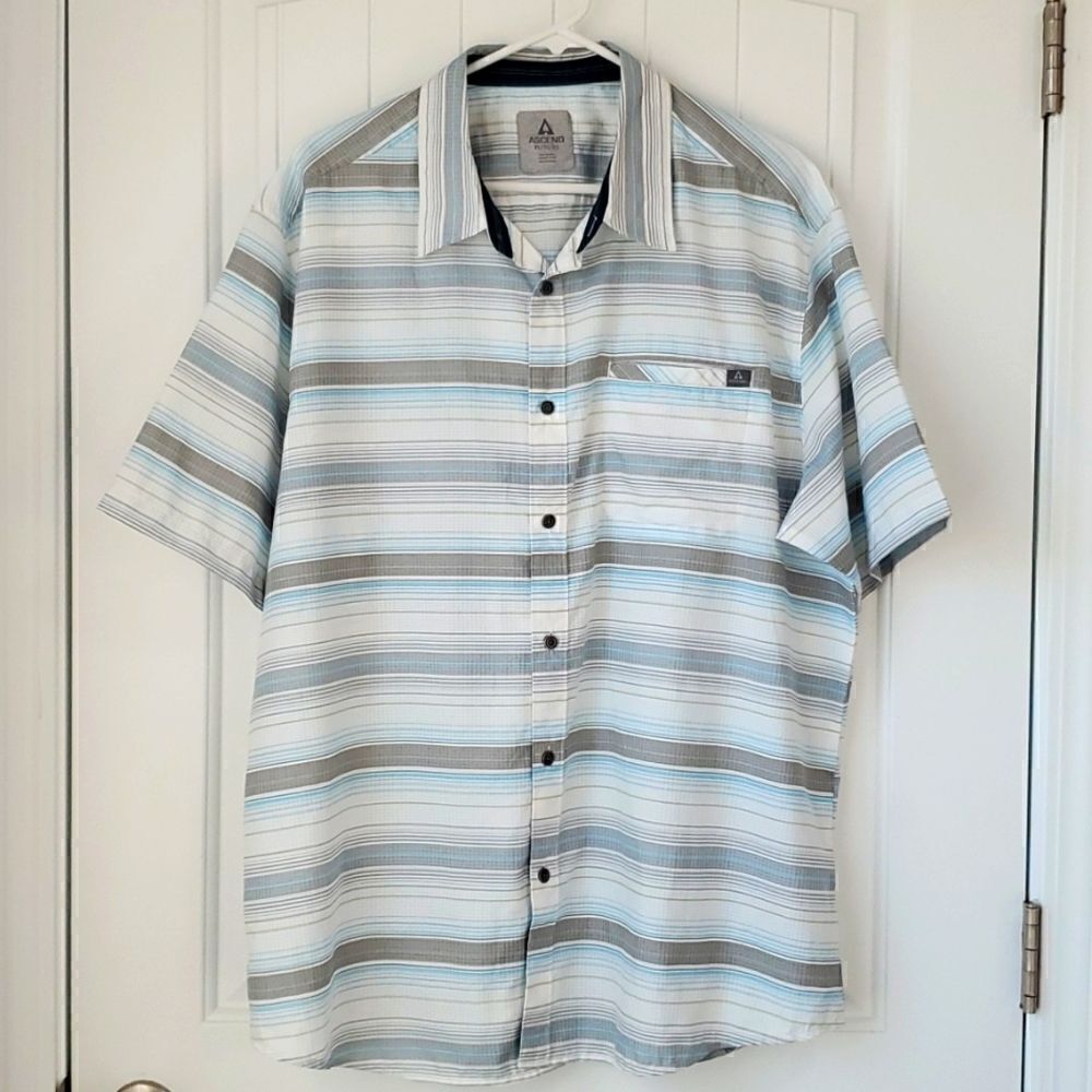 Ascend men button up performance shirt, size xl